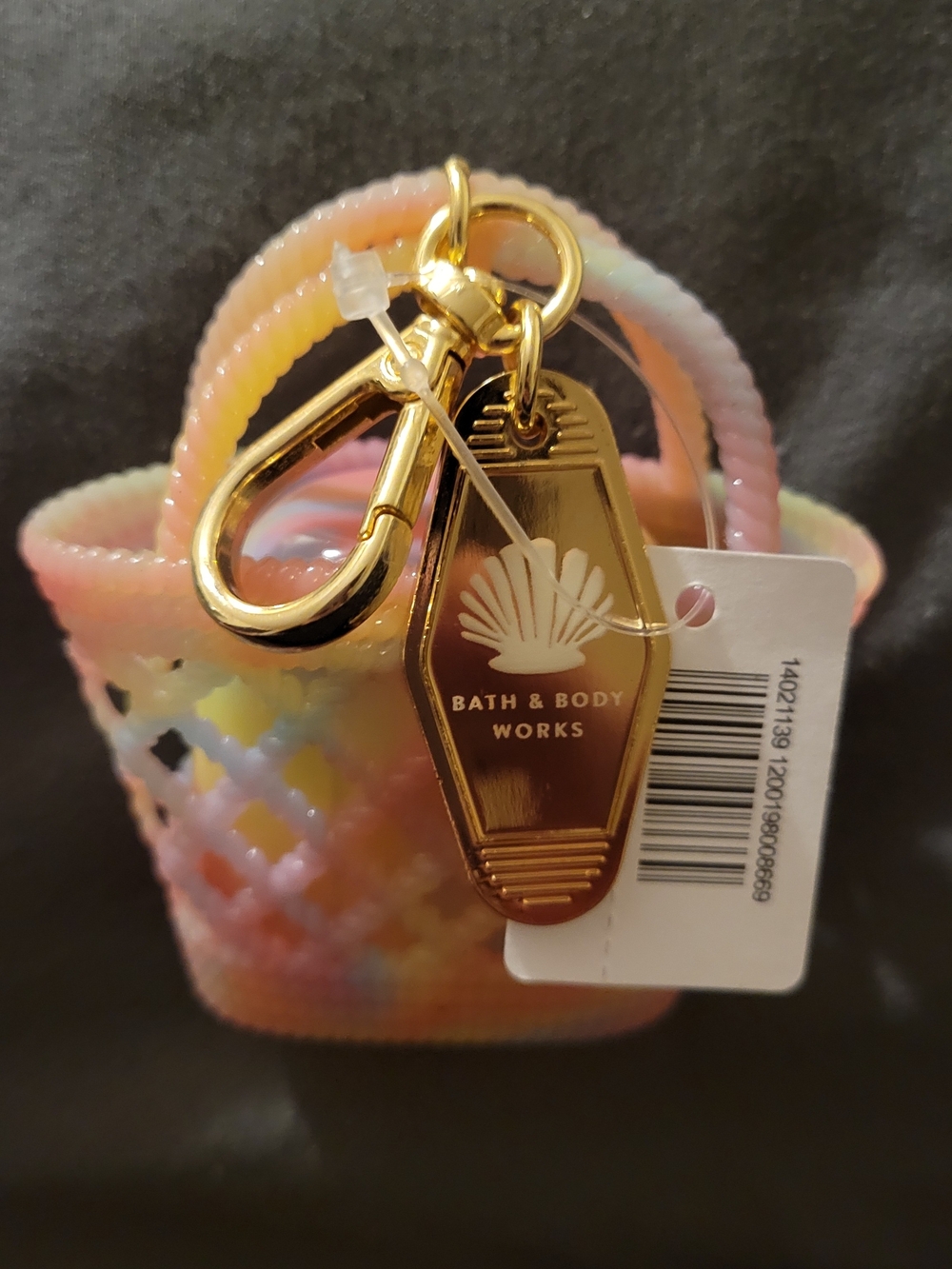 Bath & Body Works Rainbow Pastel Basket Pocketbac Holder With Gold Color Clip